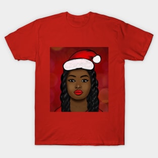 Black female Santa Clause beauty T-Shirt